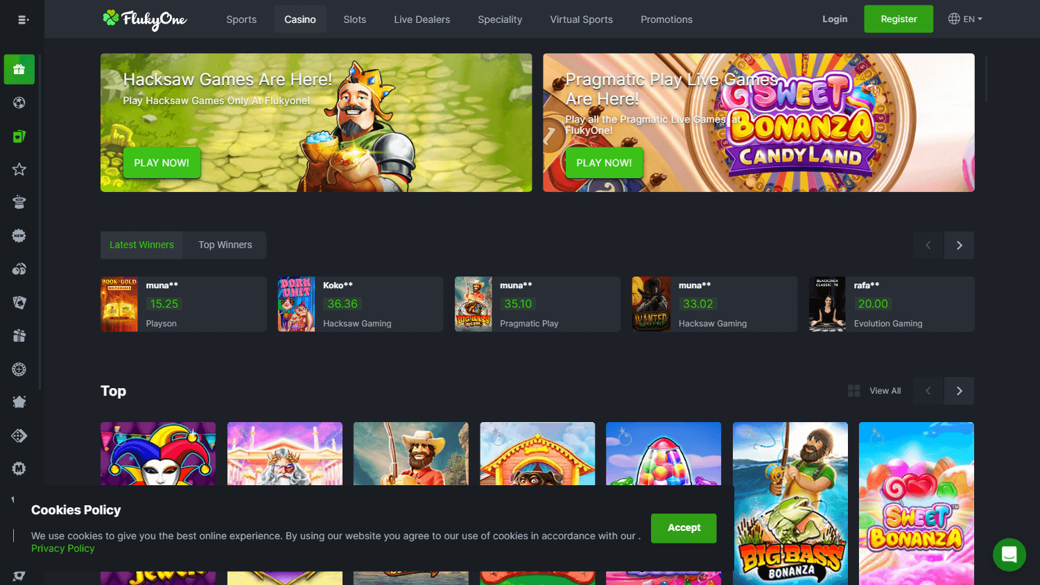 flukyone_casino_homepage_desktop