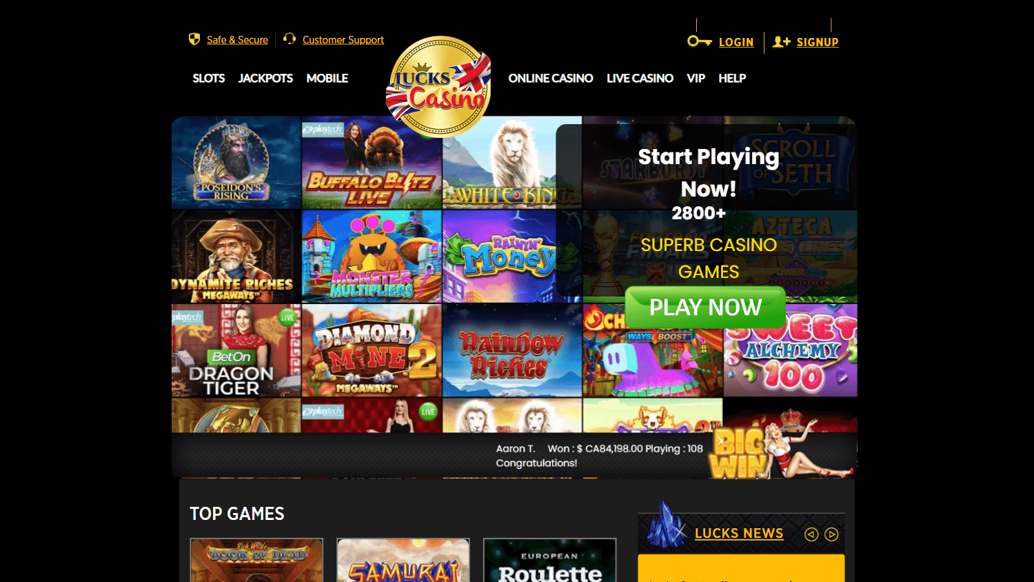 lucks_casino_homepage_desktop