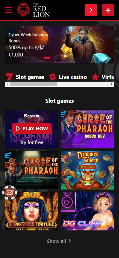 the_red_lion_casino_homepage_mobile