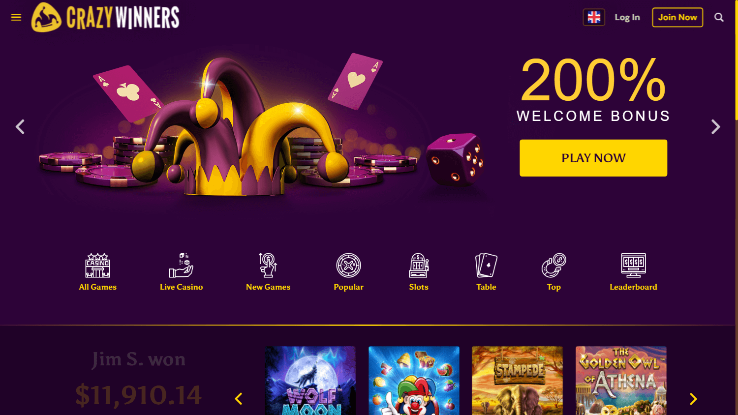 crazywinners_casino_homepage_desktop