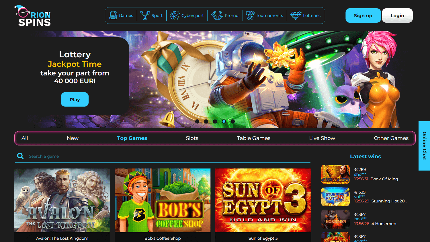orion_spins_casino_homepage_desktop