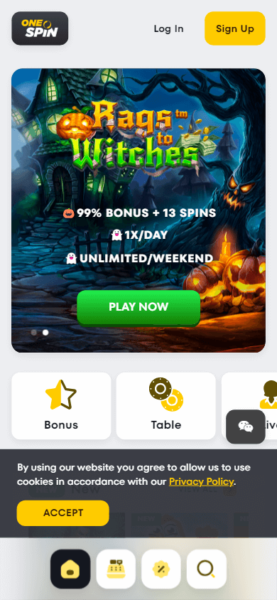 one_spin_casino_homepage_mobile