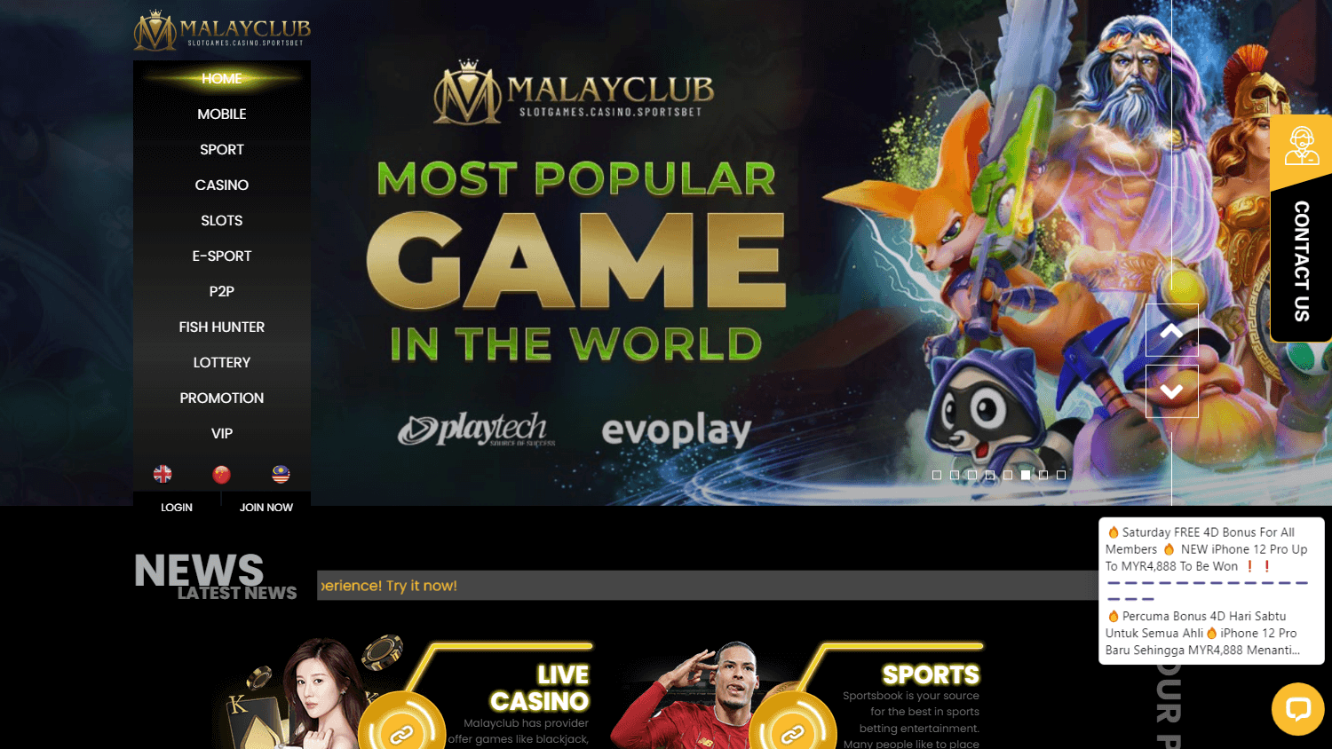 malayclub_casino_homepage_desktop