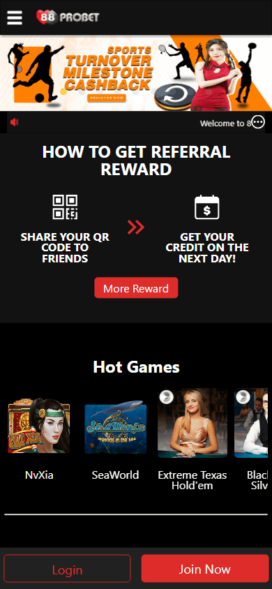88probet_casino_homepage_mobile