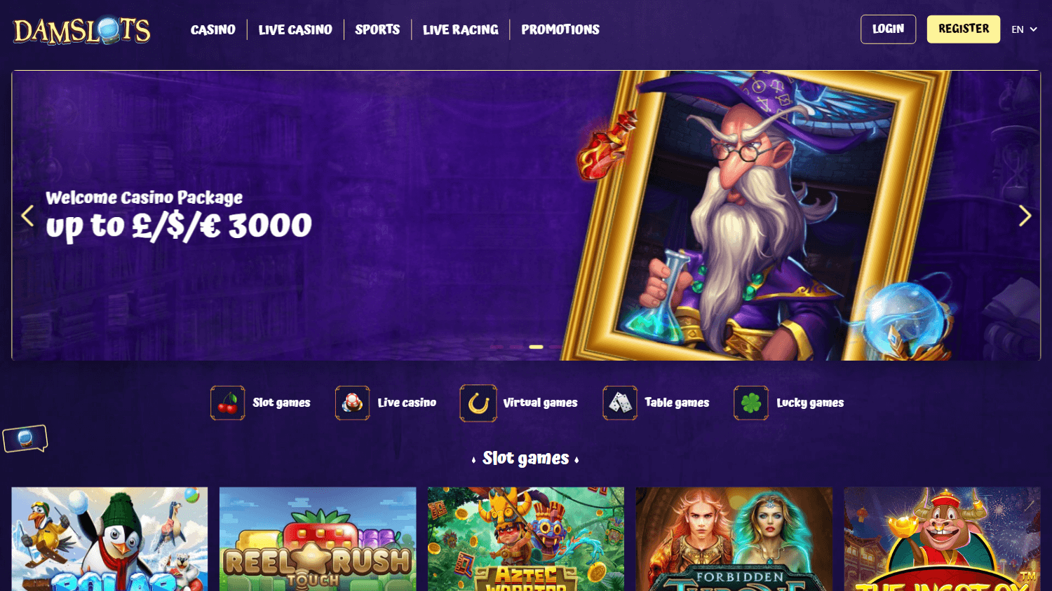 damslots_casino_homepage_desktop