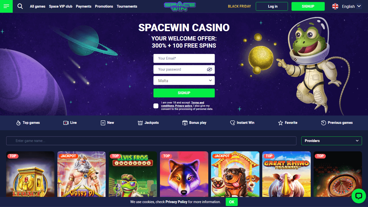 spacewin_casino_homepage_desktop