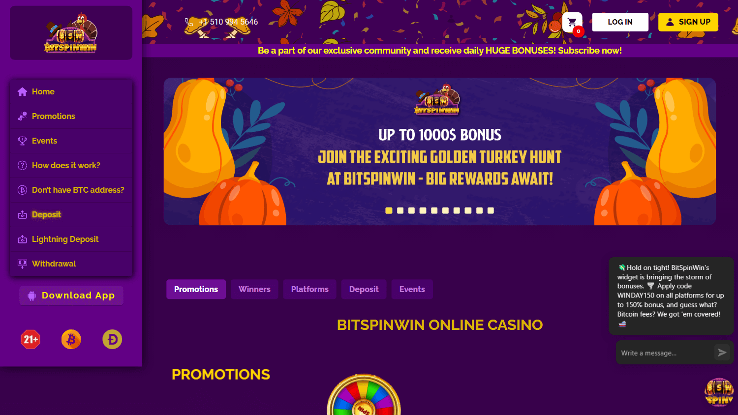 bitspinwin_casino_homepage_desktop