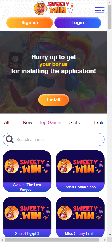 sweety_win_casino_homepage_mobile