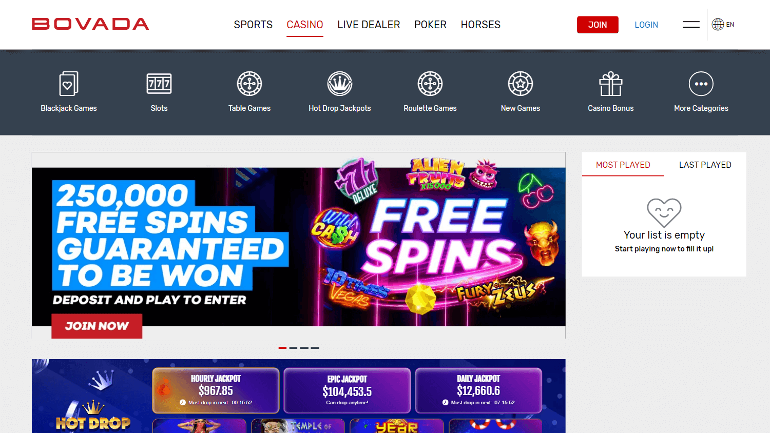 Bovada casino bonus