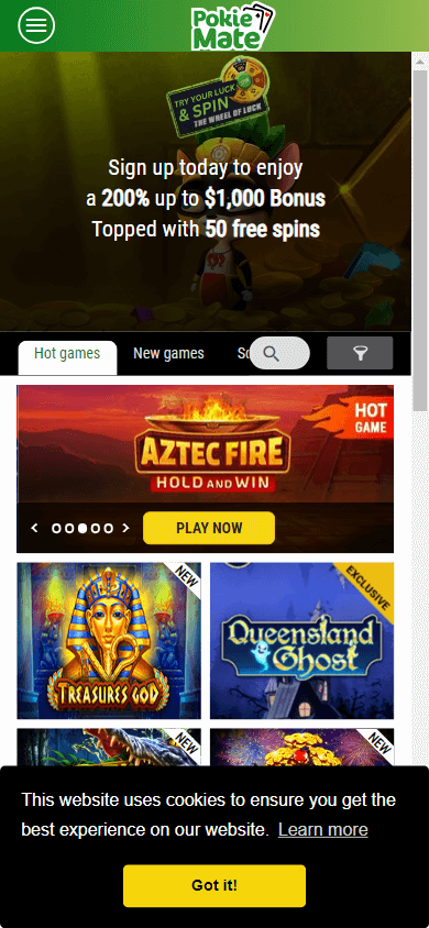 pokie_mate_casino_homepage_mobile