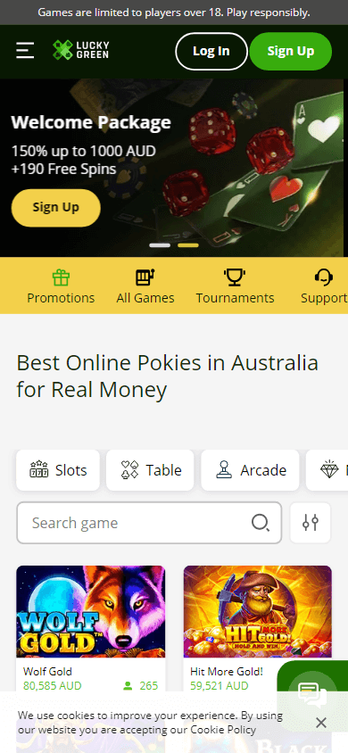 luckygreen_casino_homepage_mobile