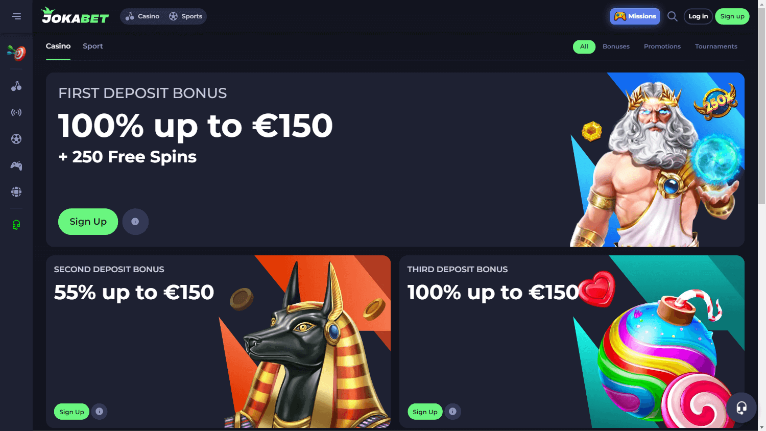 Jokabet Casino Promotions Interface