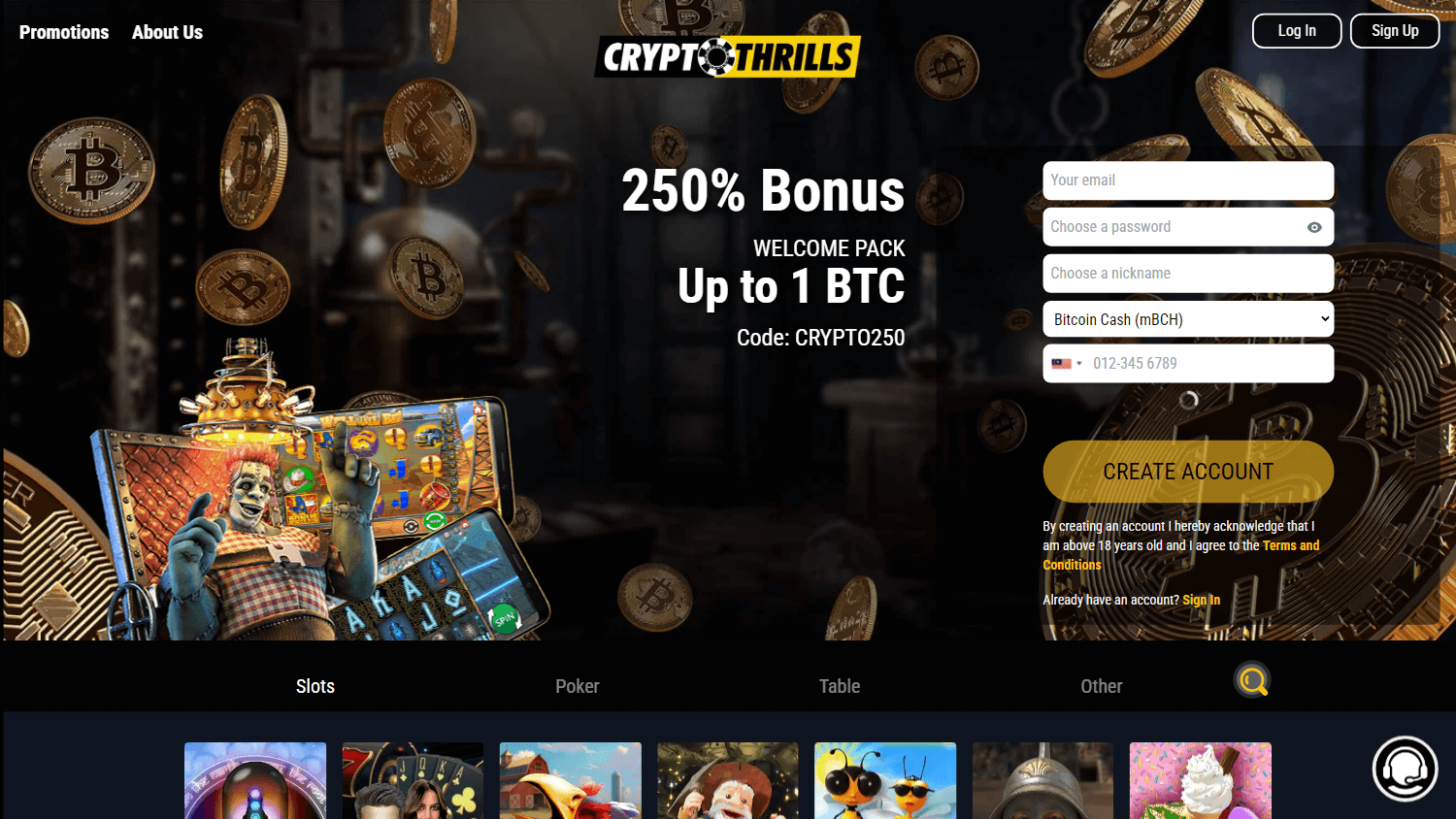 cryptothrills_casino_homepage_desktop