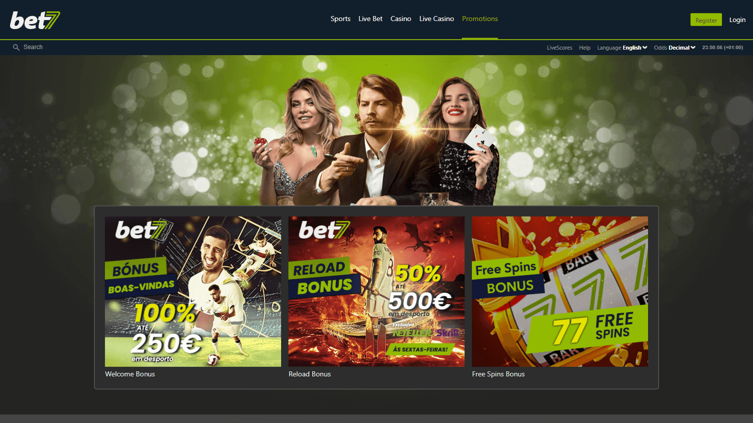 Promoții Bet7 Casino pe desktop