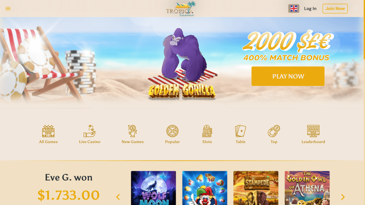 tropica_online_casino_homepage_desktop