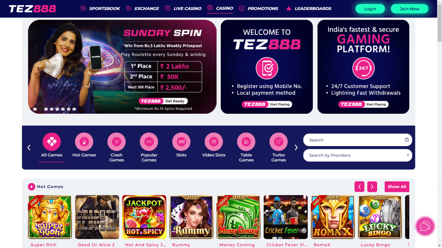 tez888_casino_homepage_desktop