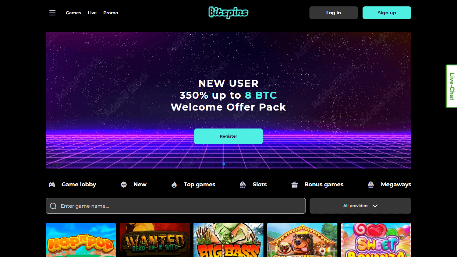 bitspins_casino_homepage_desktop