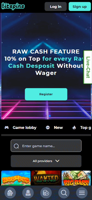 bitspins_casino_homepage_mobile