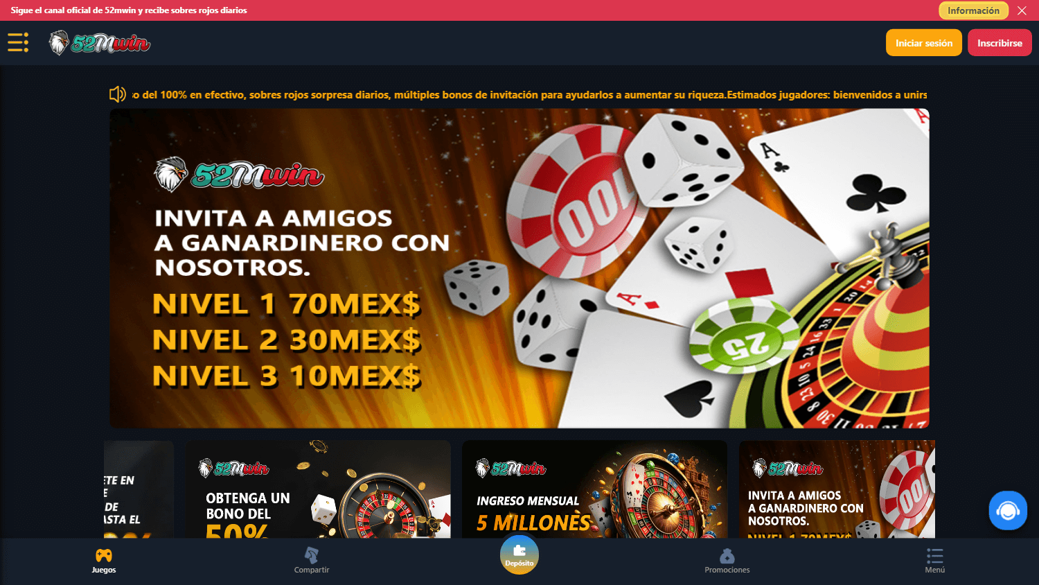 52mwin_casino_homepage_desktop