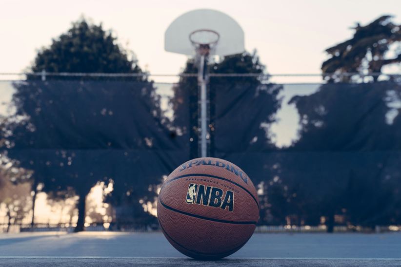 NBA ball and court.