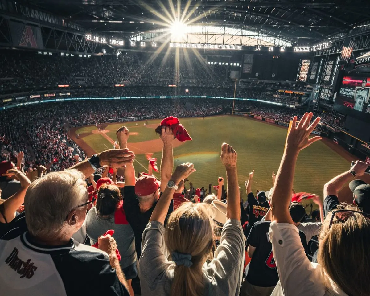 Sports fans cheering