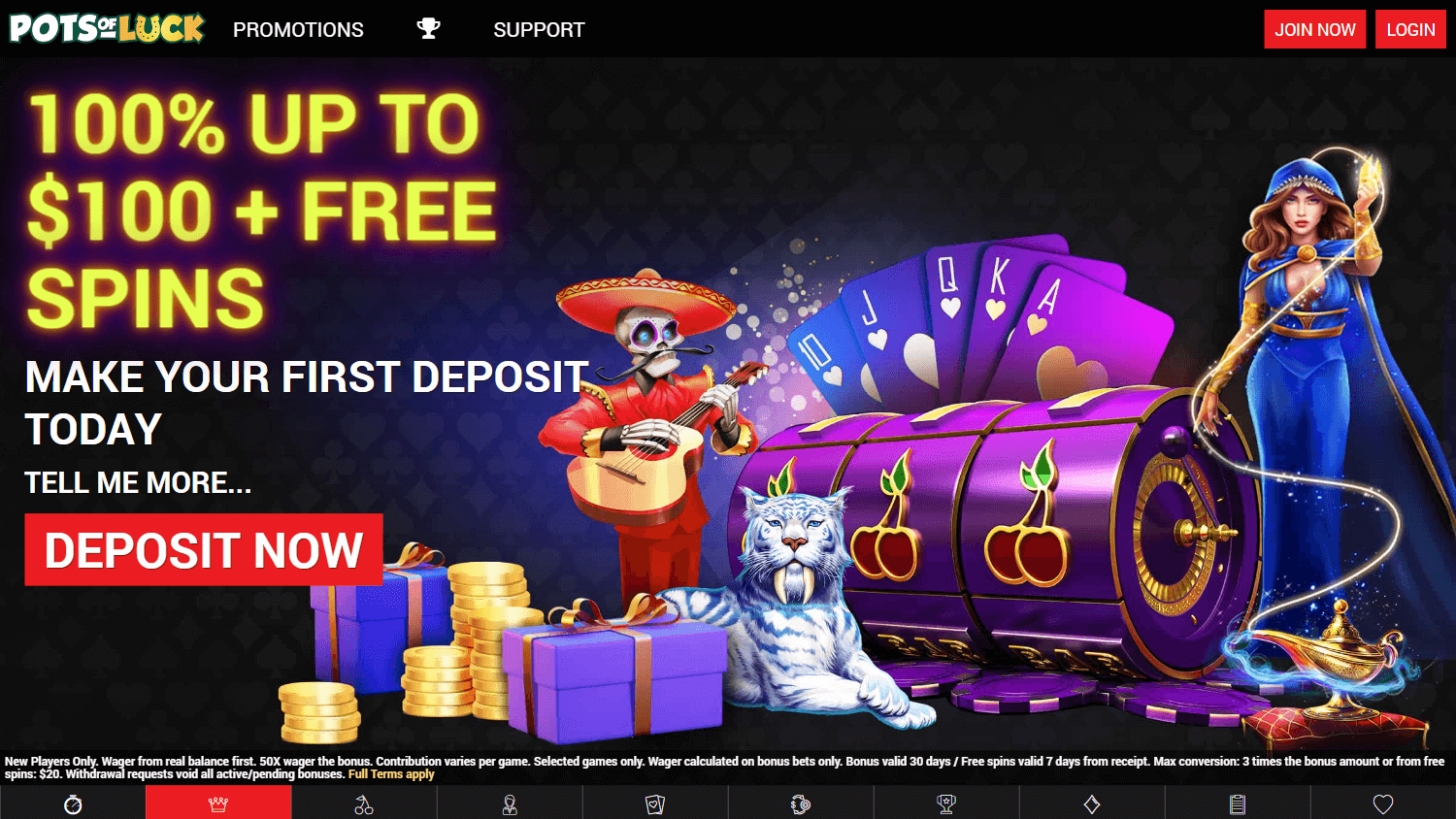 potsofluck_casino_homepage_desktop