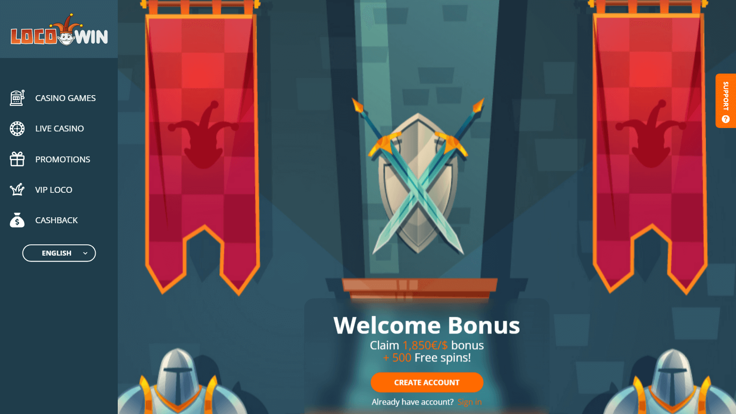 Locowin Casino Homepage Overview