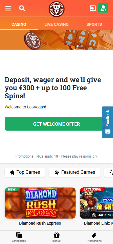 LeoVegas Casino Home