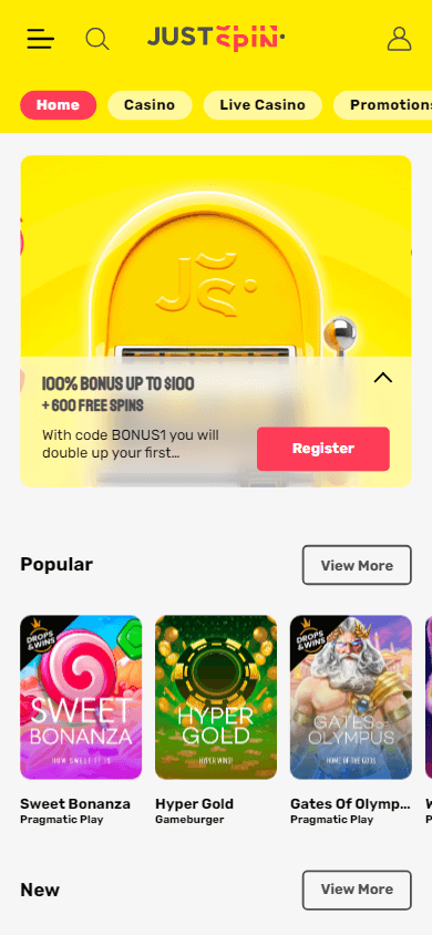 justspin_casino_homepage_mobile