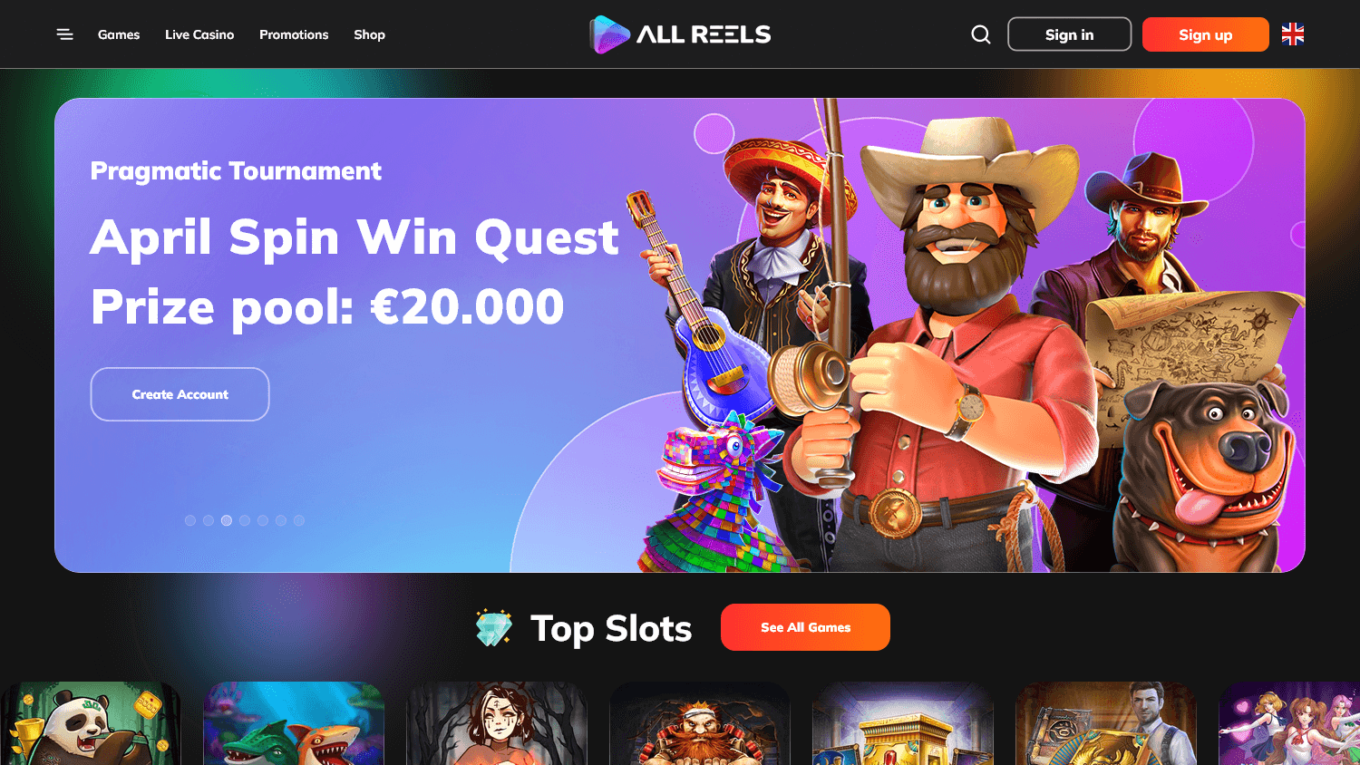 allreels_casino_homepage_desktop