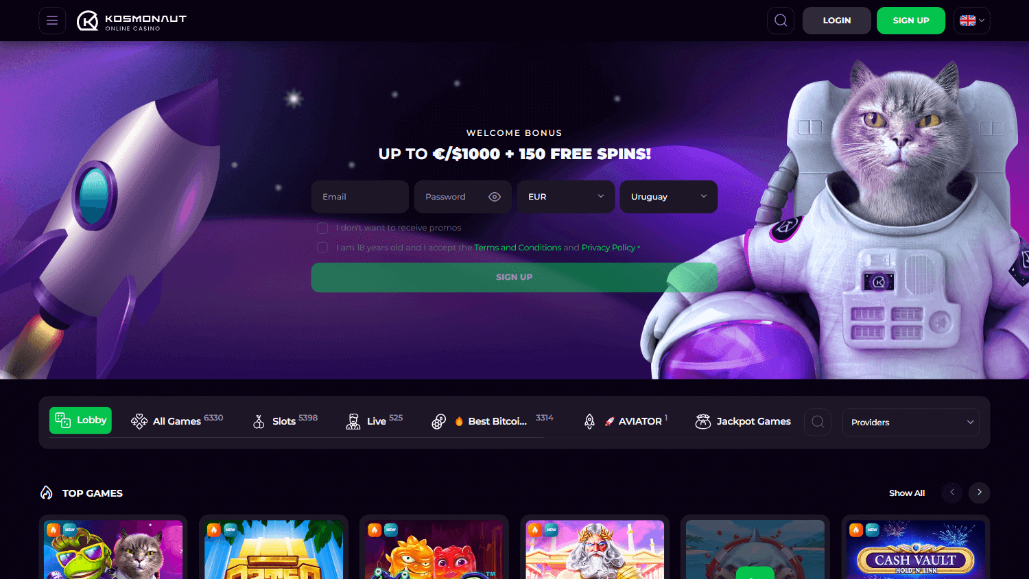 kosmonaut_casino_homepage_desktop