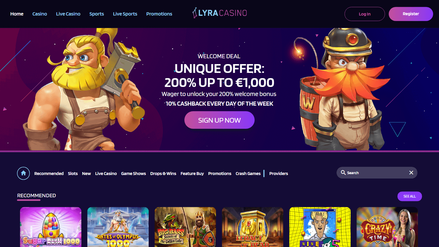 lyracasino_homepage_desktop