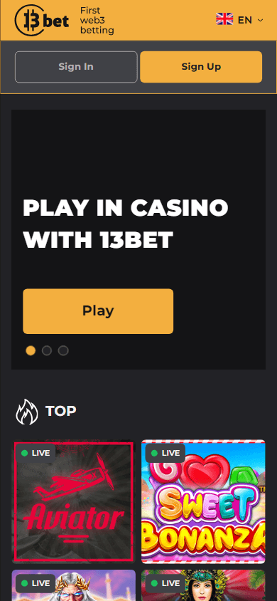 13bet_casino_homepage_mobile