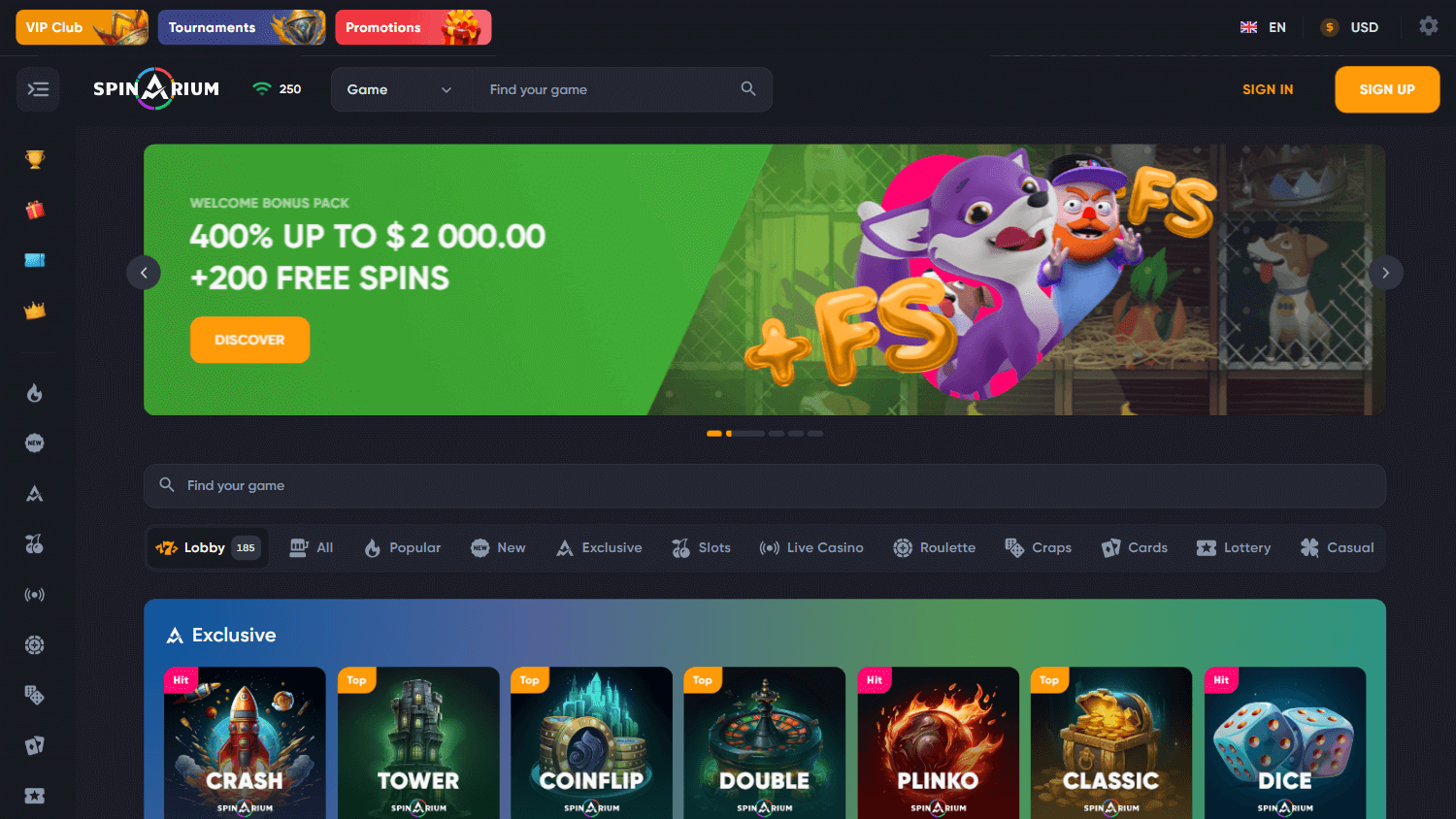 spinarium_casino_homepage_desktop
