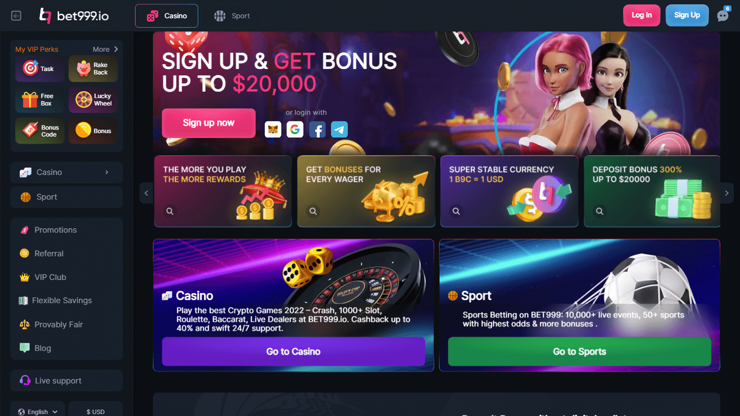 bet999_casino_homepage_desktop