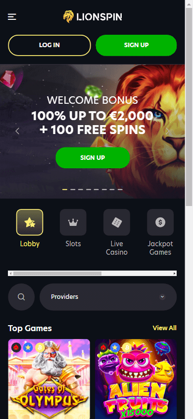 lionspin_casino_homepage_mobile