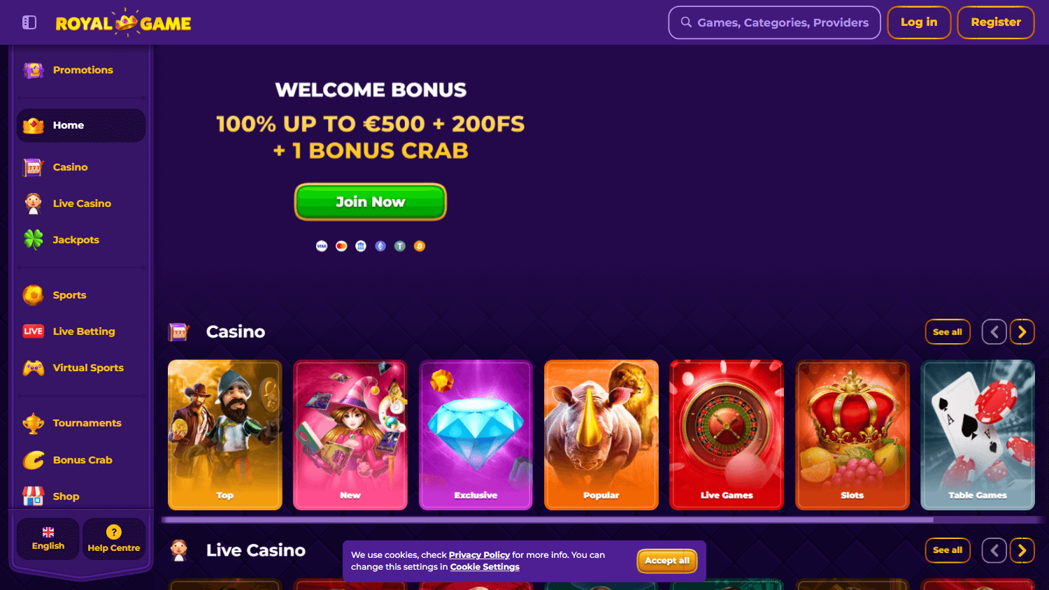 royalgame_casino_homepage_desktop