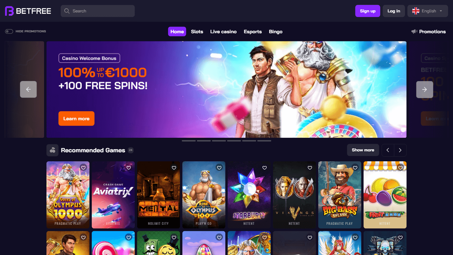 betfree_casino_homepage_desktop