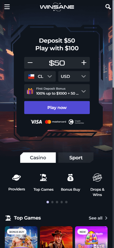 winsane_casino_homepage_mobile