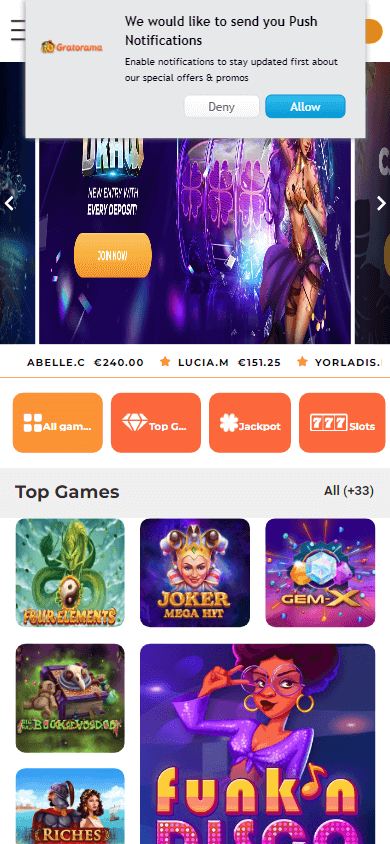 gratorama_casino_homepage_mobile