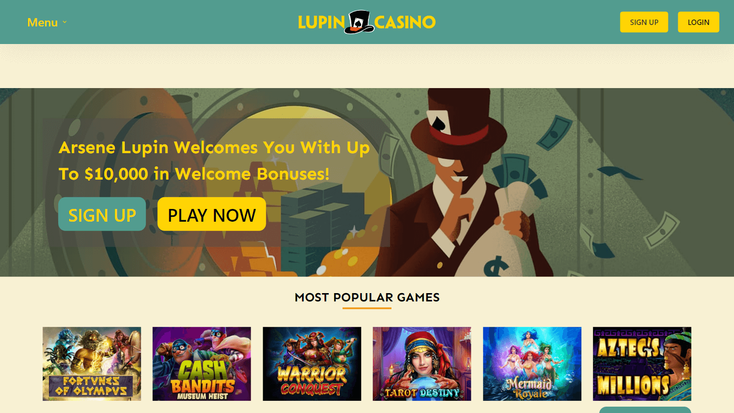 lupin_casino_homepage_desktop