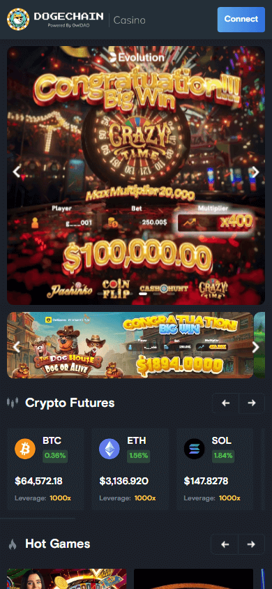 dogechain_casino_homepage_mobile