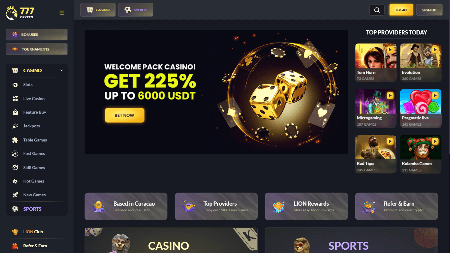 777crypto_casino_homepage_desktop