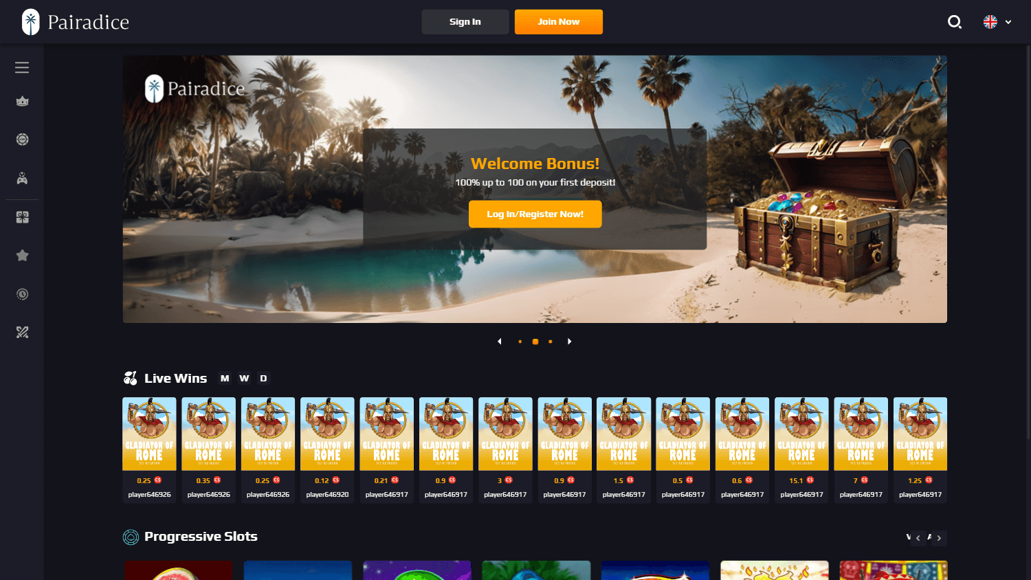 pairadice_casino_homepage_desktop