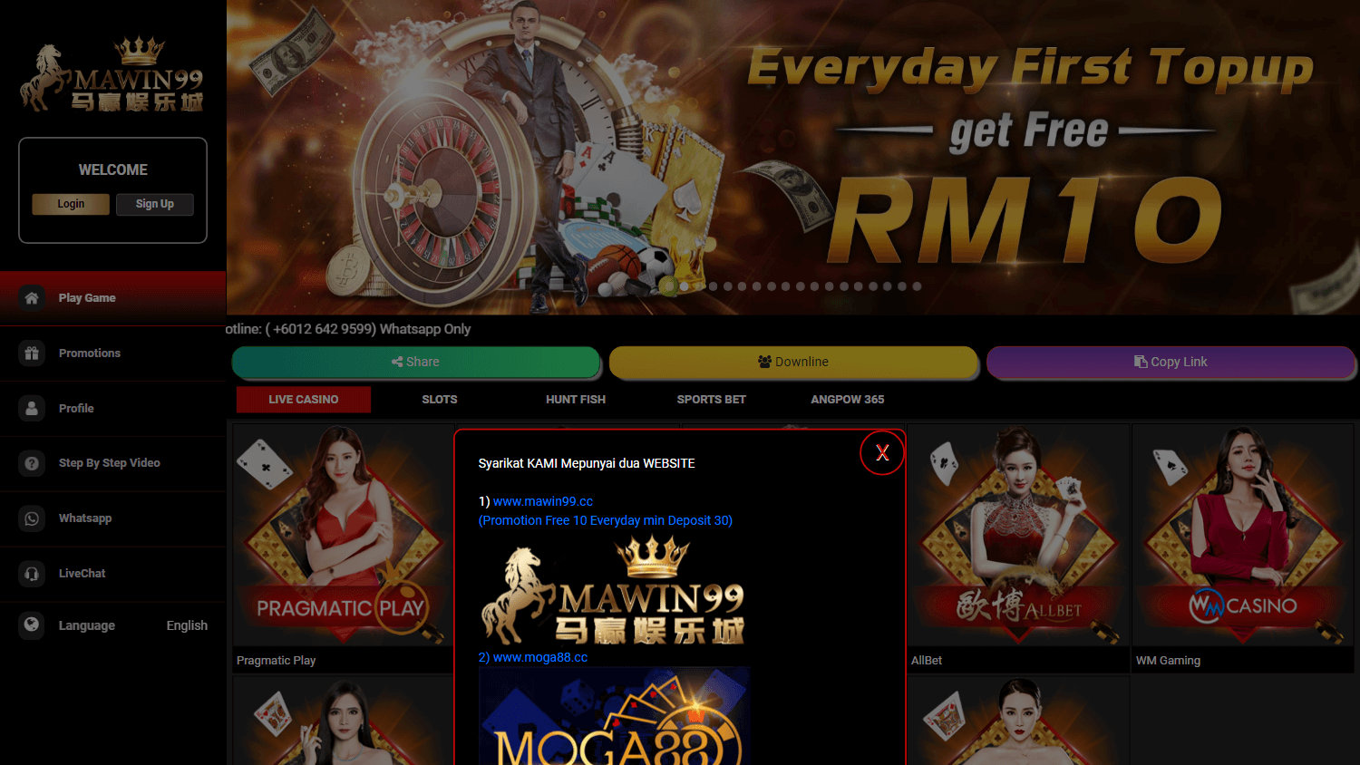 mawin99_casino_homepage_desktop