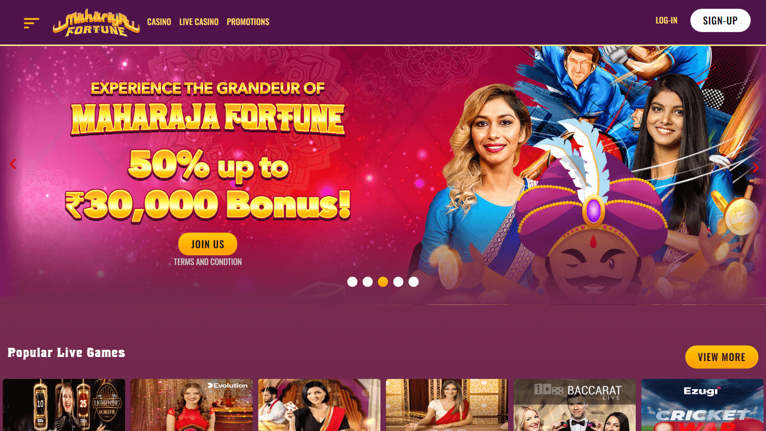 maharaja_fortune_casino_homepage_desktop