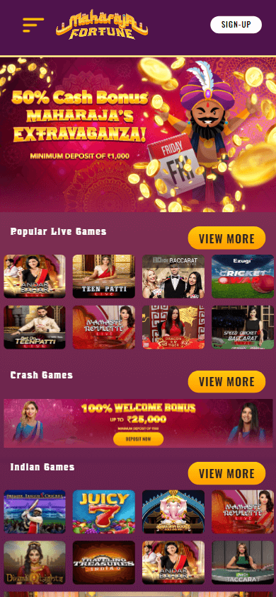 maharaja_fortune_casino_homepage_mobile