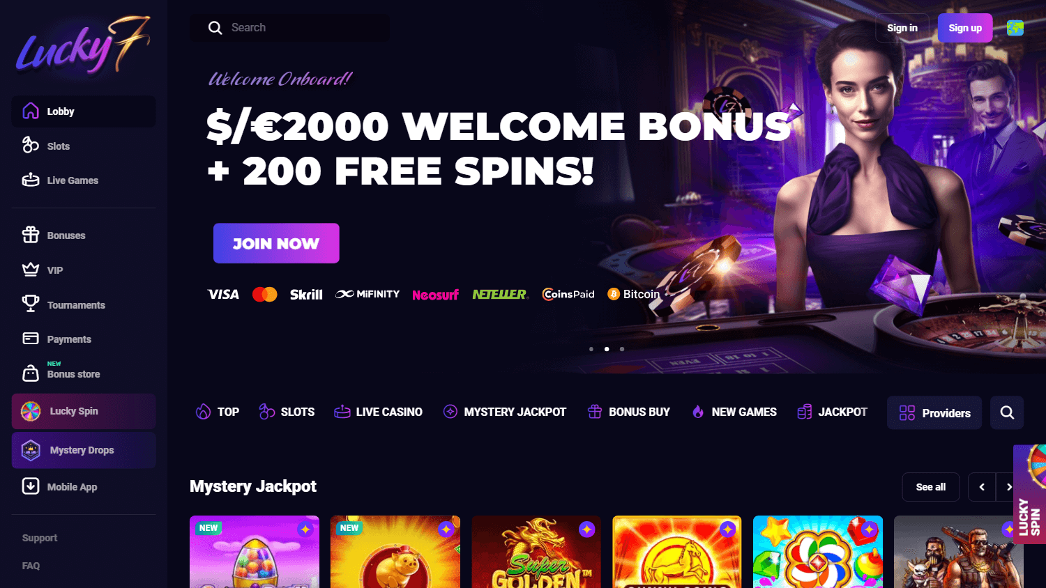 lucky7even_casino_homepage_desktop