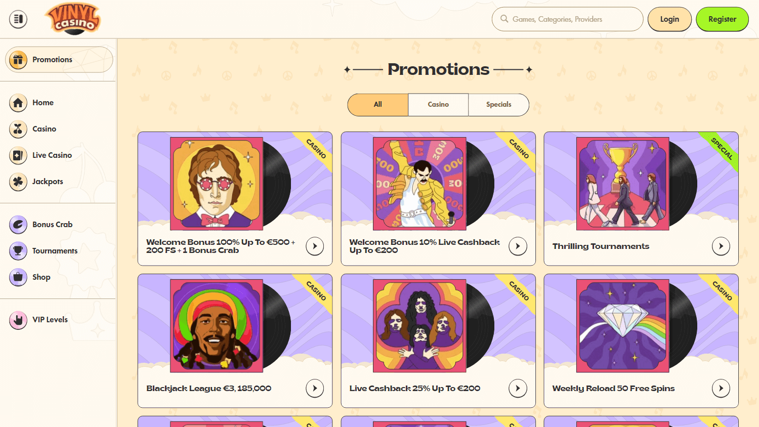 Vinyl Casino kampanjer