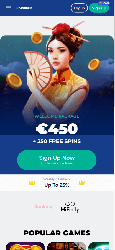 Kinghills casino mobile homepage